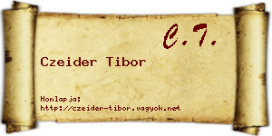 Czeider Tibor névjegykártya